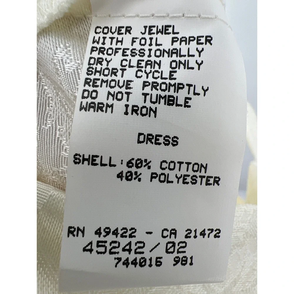 Jessica McClintock Girls 12 Vintage Cream‎ Brocade Formal Dress Rhinestone Party